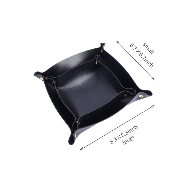 Leather Jewelry Tray Watch Coin Key Phone Nightstand Organizer Box