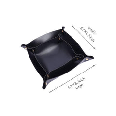 Leather Jewelry Tray Watch Coin Key Phone Nightstand Organizer Box