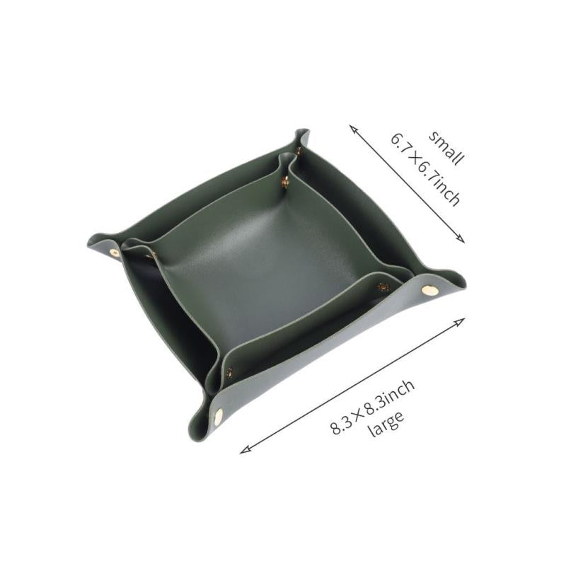 Leather Jewelry Tray Watch Coin Key Phone Nightstand Organizer Box