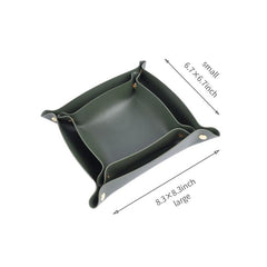 Leather Jewelry Tray Watch Coin Key Phone Nightstand Organizer Box