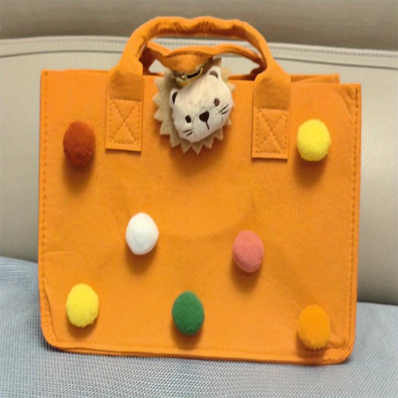 Funny Lion Deer Felt Handbag Large Capacity Shopping Bag Colorful Storage Bag