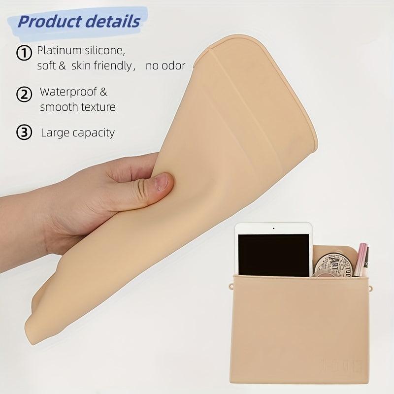 Silicone Makeup Bag & Sponge Holder Set - Travel Toiletry Bag Purse