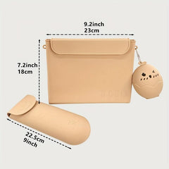 Silicone Makeup Bag & Sponge Holder Set - Travel Toiletry Bag Purse