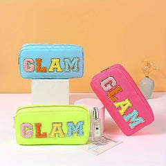 Embroidered Letter Cosmetic Bag Waterproof Large Capacity Storage Toiletry Bag