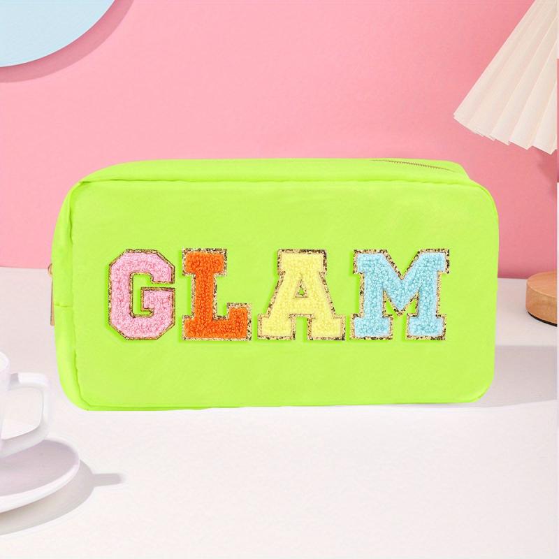 Embroidered Letter Cosmetic Bag Waterproof Large Capacity Storage Toiletry Bag