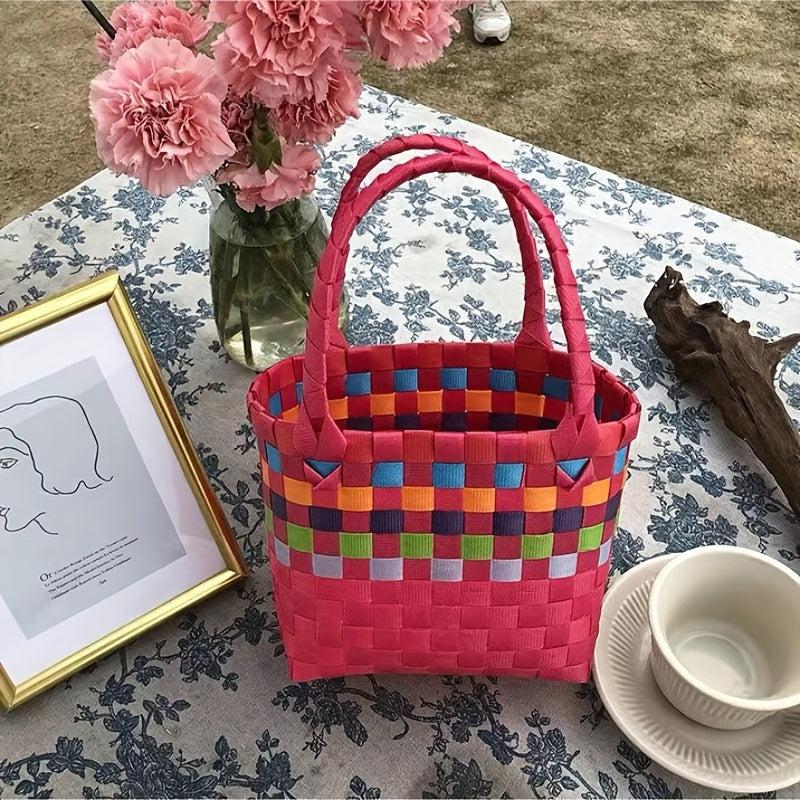 Woven Handbag For Holiday Travel Storage Bag Commuting