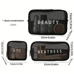Portable Nylon Mesh Makeup Bag Toiletry Organizer Bag