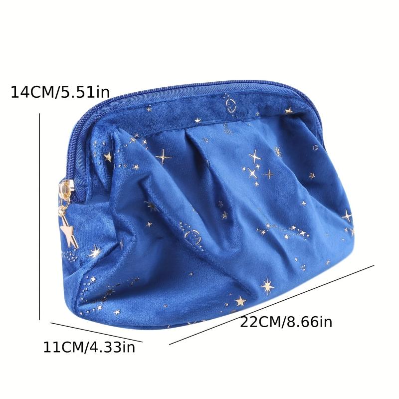Bronzing Star Moon Velvet Cosmetic Bag Large Capacity Makeup Storage Bag