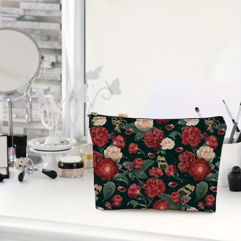 Flowers Printed Makeup Bag Cosmetic Bag Travel Makeup Bag for Women