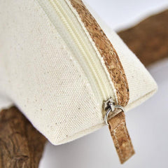 Cotton Canvas Cosmetic Storage Bag Wood Grain Zipper Travel Toiletry Bag