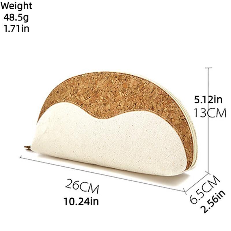 Cotton Canvas Cosmetic Storage Bag Wood Grain Zipper Travel Toiletry Bag