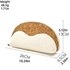 Cotton Canvas Cosmetic Storage Bag Wood Grain Zipper Travel Toiletry Bag