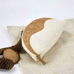 Cotton Canvas Cosmetic Storage Bag Wood Grain Zipper Travel Toiletry Bag