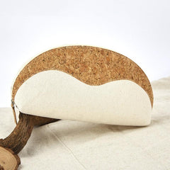 Cotton Canvas Cosmetic Storage Bag Wood Grain Zipper Travel Toiletry Bag