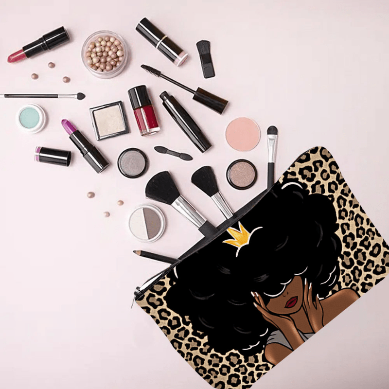 2pcs Queen Afro Melanin Art Makeup Bag