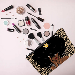 2pcs Queen Afro Melanin Art Makeup Bag