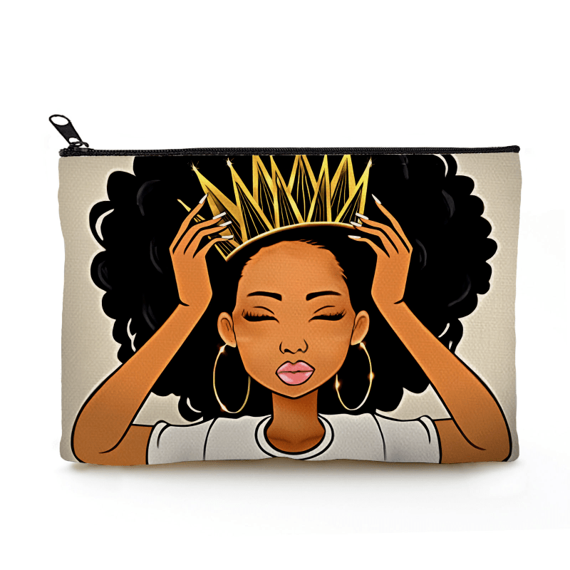 2pcs Queen Afro Melanin Art Makeup Bag