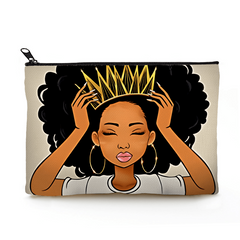 2pcs Queen Afro Melanin Art Makeup Bag