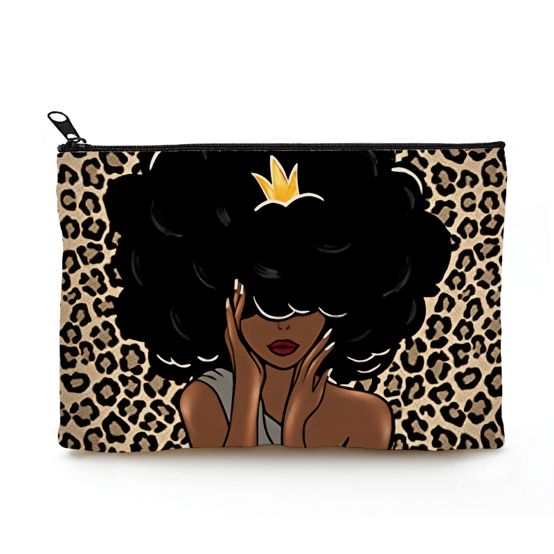 2pcs Queen Afro Melanin Art Makeup Bag