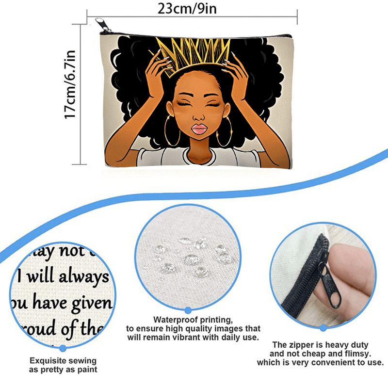 2pcs Queen Afro Melanin Art Makeup Bag