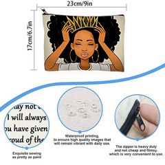 2pcs Queen Afro Melanin Art Makeup Bag