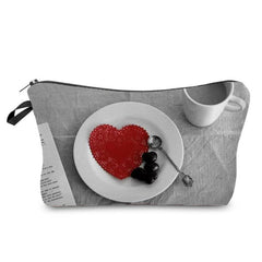 Retro Women's Cosmetic Bag Red Landscape Print Wash Bag Portable Storage Bag
