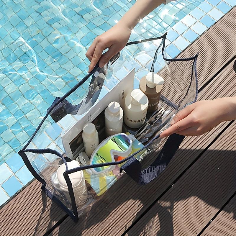 Large Capacity Clear Tote Bag PVC Handbag Travel Toiletry Bag Storage Bag