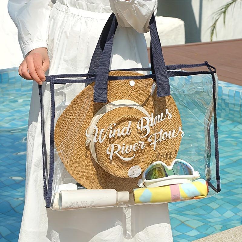 Large Capacity Clear Tote Bag PVC Handbag Travel Toiletry Bag Storage Bag