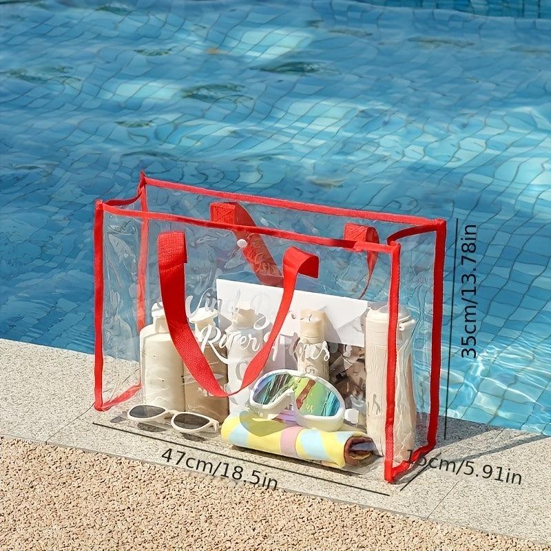 Large Capacity Clear Tote Bag PVC Handbag Travel Toiletry Bag Storage Bag