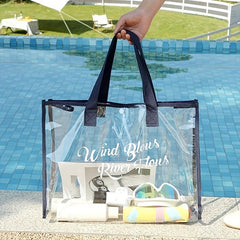 Large Capacity Clear Tote Bag PVC Handbag Travel Toiletry Bag Storage Bag