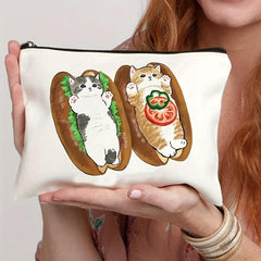 Canvas Cat Cosmetics Bag Travel Storage Toiletry Bag