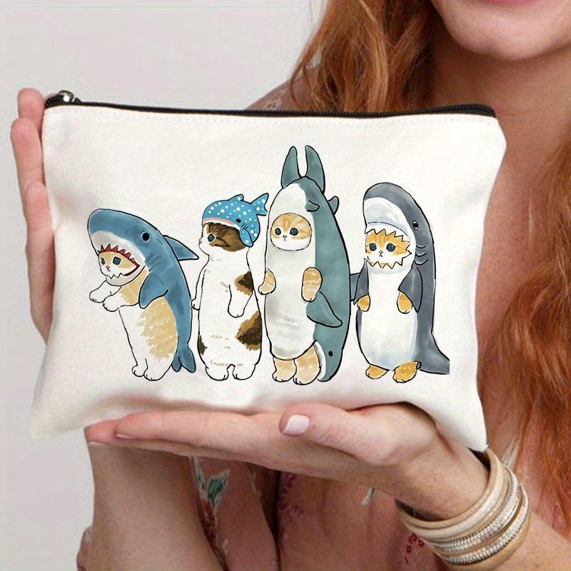 Canvas Cat Cosmetics Bag Travel Storage Toiletry Bag