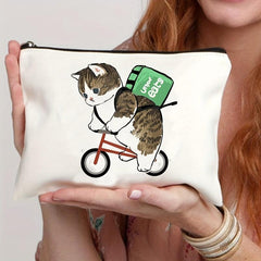 Canvas Cat Cosmetics Bag Travel Storage Toiletry Bag