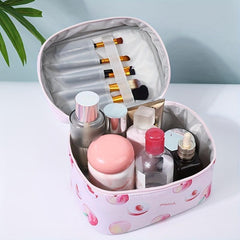 Peach Print PU Leather Cosmetic Bag Waterproof Travel Storage Bag