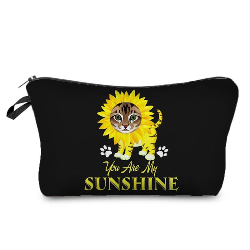 Cat Print Storage Bag Women's Toiletry Pencil Case Travel Makeup Wash Bag