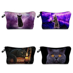 Cat Print Storage Bag Women's Toiletry Pencil Case Travel Makeup Wash Bag