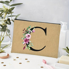 Linen Zipper Makeup Bag Travel Organizer