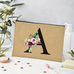 Linen Zipper Makeup Bag Travel Organizer