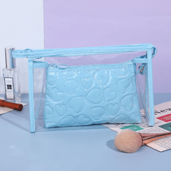 Heart Quilted Cosmetic Organizer Makeup Handbag Travel Wash Bag