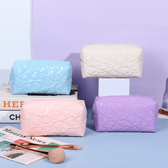 Heart Quilted Cosmetic Organizer Makeup Handbag Travel Wash Bag