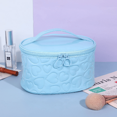 Heart Quilted Cosmetic Organizer Makeup Handbag Travel Wash Bag
