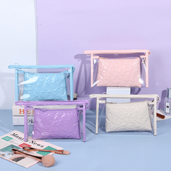 Heart Quilted Cosmetic Organizer Makeup Handbag Travel Wash Bag