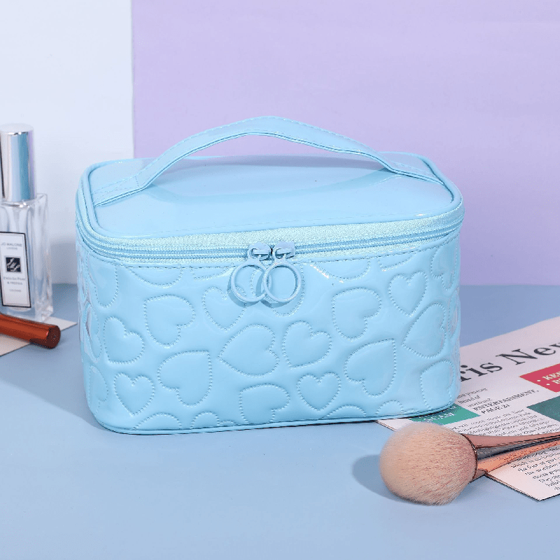 Heart Quilted Cosmetic Organizer Makeup Handbag Travel Wash Bag