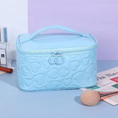 Heart Quilted Cosmetic Organizer Makeup Handbag Travel Wash Bag