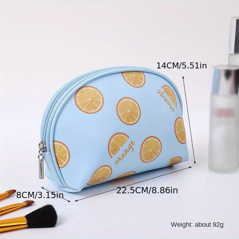 Orange Print Waterproof Cosmetic Bag Large Capacity Portable Travel Toiletry Bag