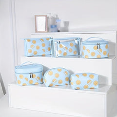 Orange Print Waterproof Cosmetic Bag Large Capacity Portable Travel Toiletry Bag