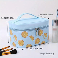 Orange Print Waterproof Cosmetic Bag Large Capacity Portable Travel Toiletry Bag