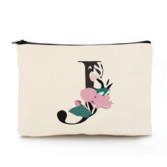 Floral A Letter Makeup Bag Bridesmaid Cosmetic Pouch Personalized Travel Purse