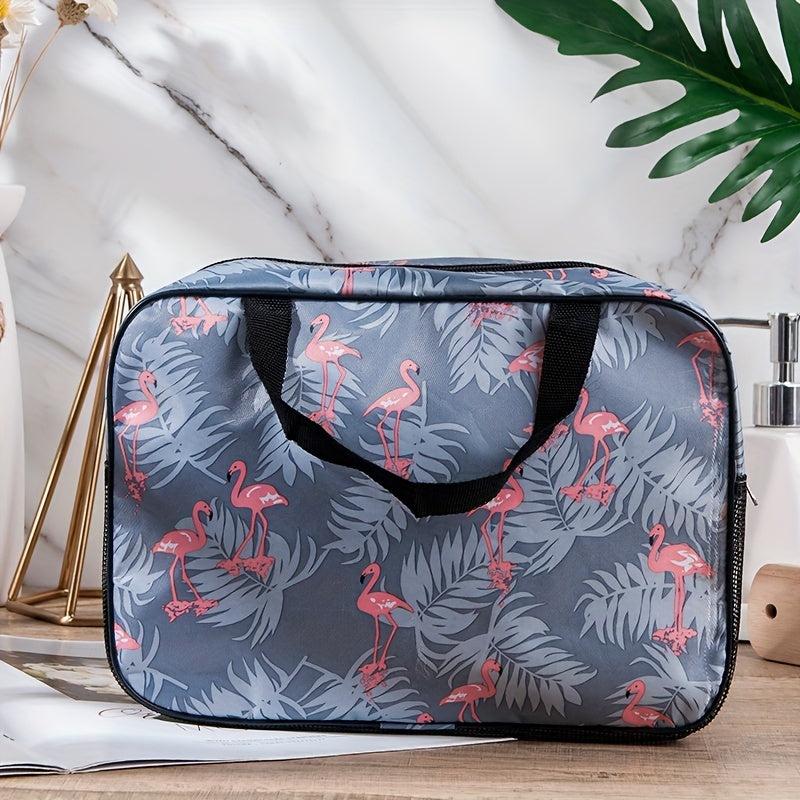 Travel Flamingo Mesh Cosmetic Bag Large Capacity Waterproof Toiletry Bag