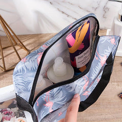 Travel Flamingo Mesh Cosmetic Bag Large Capacity Waterproof Toiletry Bag